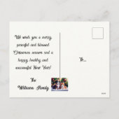 Leuke puppy en kat onder kerstboom feestdagenkaart (Achterkant)