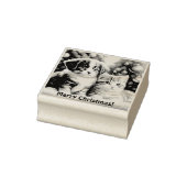 Leuke puppy en kat onder kerstboom rubberstempel (Stempel)
