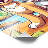 Leuke puppy en lachende kittens foto afdruk (Hoek)