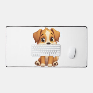 Leuke puppy Het is een lange pad. Bureaumat