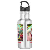 Leuke puppy hond met appels gepersonaliseerde naam waterfles  (Achterkant)