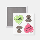 Leuke puppy hond met hart ballon schoon vies magneet (Voorkant / Achterkant)