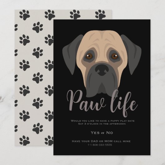 Leuke puppy hond poot life party uitnodiging. Dit Kaart (Voorkant / Achterkant)