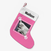 Leuke puppy hond single 1 foto aangepaste naam roz kleine kerstsok (Voorkant (Hangend))