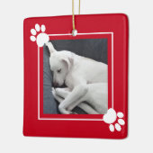 Leuke Puppy Hond Single 1 Fotonaam en Bericht Keramisch Ornament (Links)