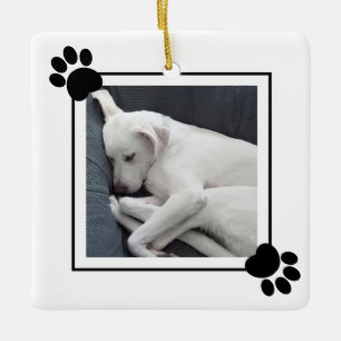 Leuke Puppy Hond Single 1 Fotonaam en Bericht Keramisch Ornament
