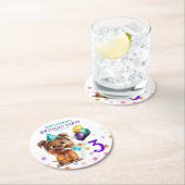 Leuke Puppy Hond Verjaardagsfeestje Ronde Kartonnen Onderzetter (Insitu)