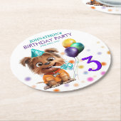 Leuke Puppy Hond Verjaardagsfeestje Ronde Kartonnen Onderzetter (Gebogen)