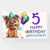 Leuke Puppy Hond Verjaardagsfeestje Spandoek (Horizontaal)