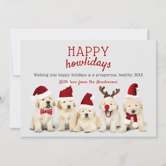 Leuke Puppy Honden "Fijne feestdagen" Kerstmis Feestdagenkaart (Voorkant)