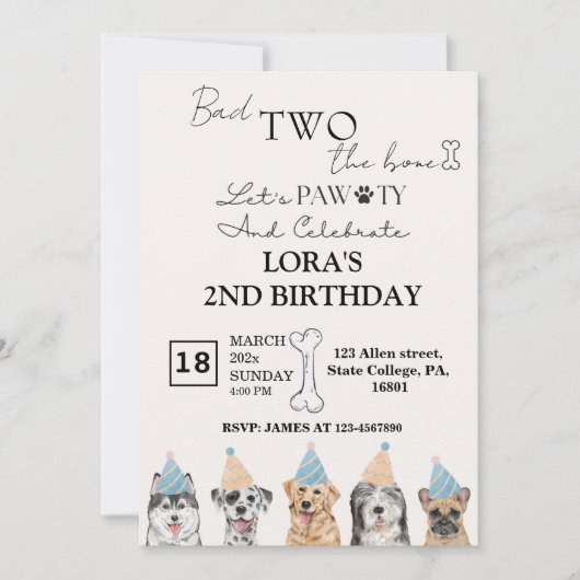 Leuke Puppy Honden Pawty Verjaardagsfeestje Kaart (Voorkant)