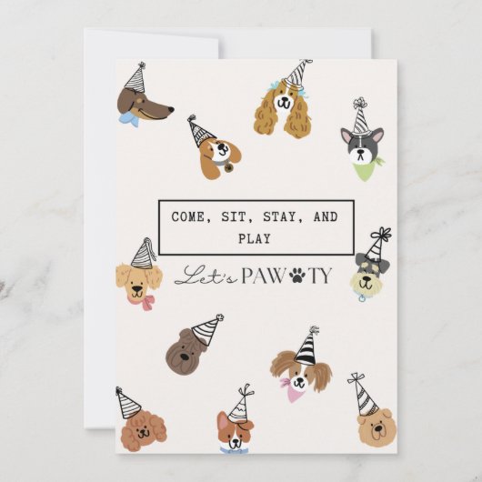 Leuke Puppy Honden Pawty Verjaardagsfeestje Kaart (Achterkant)