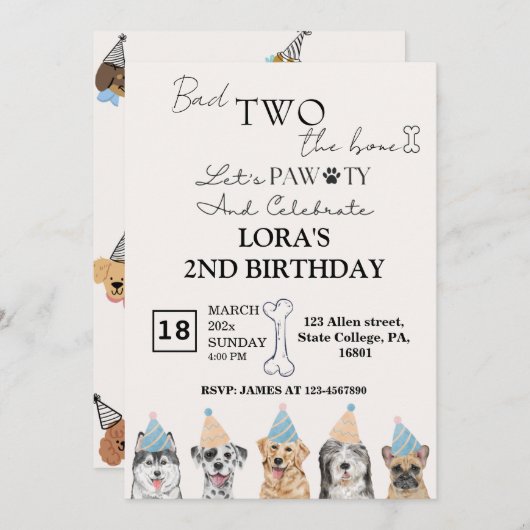 Leuke Puppy Honden Pawty Verjaardagsfeestje Kaart (Voorkant / Achterkant)