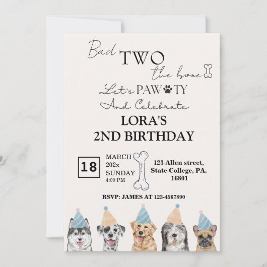 Leuke Puppy Honden Pawty Verjaardagsfeestje Kaart (Voorkant)