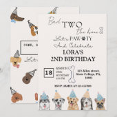 Leuke Puppy Honden Pawty Verjaardagsfeestje Kaart (Voorkant / Achterkant)