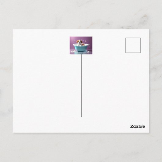 Leuke puppy in een badkuip met zeepbellen briefkaart (Achterkant)