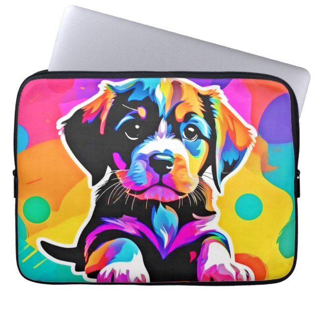 Leuke Puppy Kunst Laptop Sleeve (Voorkant)