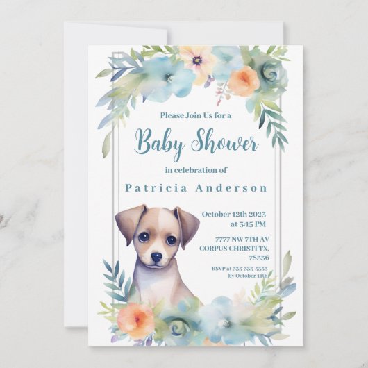 Leuke Puppy Lichtbruin Jongen Baby shower Kaart (Voorkant)
