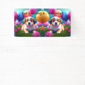 Leuke puppy met ballonnen - lieve Kids Verjaardag Spandoek (Insitu)