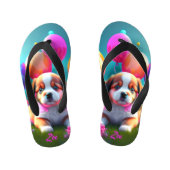 Leuke puppy met ballonnen - schattig kinder kinder teenslippers (Voetbed)