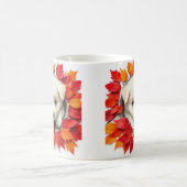 Leuke puppy met herfstbladeren, mok wrap design (Center)