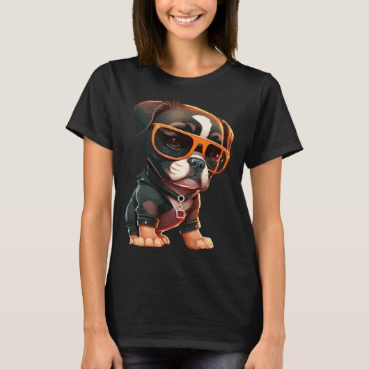 Leuke Puppy met Zonnebril T-shirt (Voorkant)