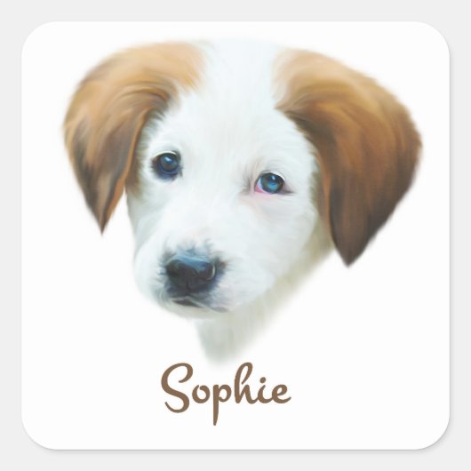 Leuke puppy "Sophie" Vierkante Sticker (Voorkant)