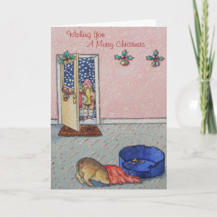 Leuke puppy verbergen Grappige Carol Zangers Kerst Feestdagen Kaart