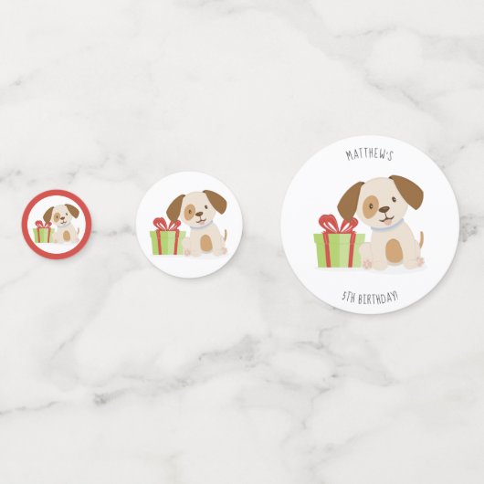 Leuke Puppy Verjaardag Confetti (Voorkanten)
