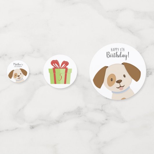 Leuke Puppy Verjaardag Confetti (Achterkanten)