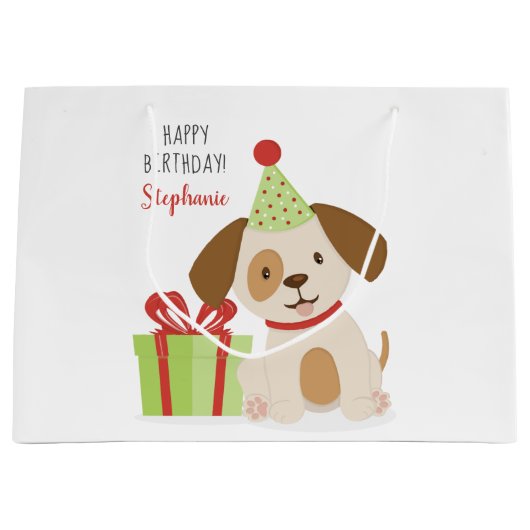 Leuke Puppy Verjaardag Groot Cadeauzakje (Voorkant)