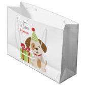Leuke Puppy Verjaardag Groot Cadeauzakje (Voorkant Gekanteld)