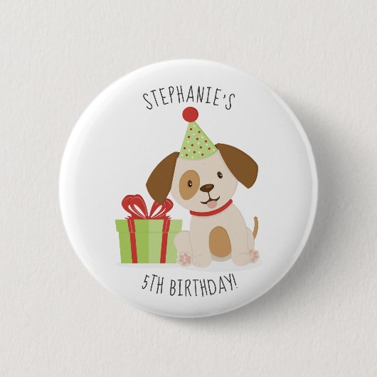 Leuke Puppy Verjaardag Ronde Button 5,7 Cm (Voorkant)