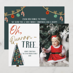 Leuke Quarantaine Kerstboom Aangepaste Foto Feestdagenkaart