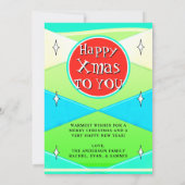 Leuke Quirky Retro Kerstmis Midden eeuw Feestdagenkaart (Achterkant)