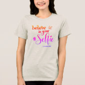 Leuke quote geloof in je selfie paarse script Tri-Blend shirt (Voorkant)