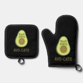 Leuke quote Gezegde Avo Cato Humor Cat Avocado Ovenwant & Pannenlap Set (Voorkant)