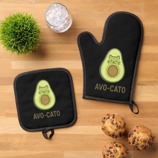 Leuke quote Gezegde Avo Cato Humor Cat Avocado Ovenwant & Pannenlap Set (Top down)