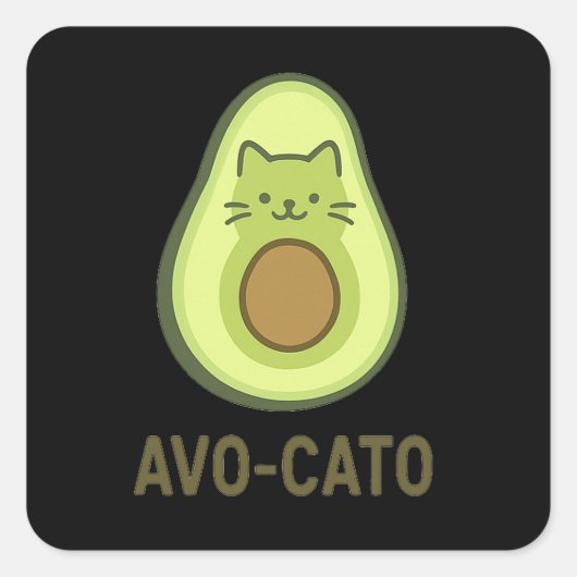 Leuke quote Gezegde Avo Cato Humor Cat Avocado Vierkante Sticker (Voorkant)