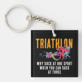 Leuke Quote Kleurrijke Oranje Triathlon Spletters Sleutelhanger (Voorkant)
