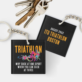 Leuke Quote Kleurrijke Oranje Triathlon Spletters Sleutelhanger