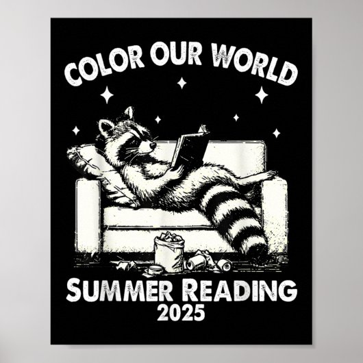Leuke Raccoon Book Lover Summer Reading 2025 Poster (Voorkant)