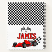 Leuke Race Auto Jongen Aangepaste Naam Persoonlijk Notitieboek (Achterkant)
