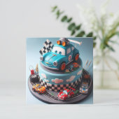 LEUKE RACE AUTO THEMA VERJAARDAGSTAART KAART (Staand voorkant)