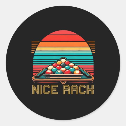 Leuke Rack Funny Biljart Speler Pool Bill Ronde Sticker (Voorkant)