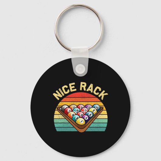 Leuke Rack Funny Biljart Speler Pool Bill Sleutelhanger (Voorkant)