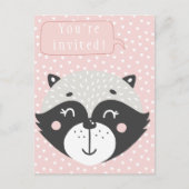 Leuke Racoon Kids Verjaardagsuitnodiging Briefkaar Uitnodiging Briefkaart (Voorkant)