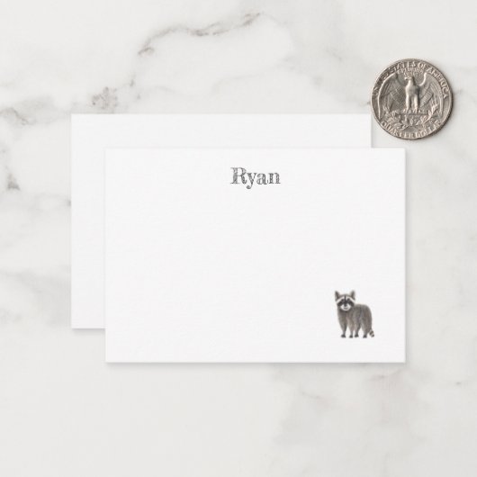 Leuke Racoon Note Kaart Notitiekaartje (Voorkant / Achterkant in situ)