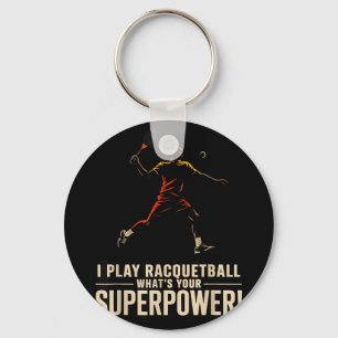 Leuke racquetball-superkracht retro-poster met de sleutelhanger