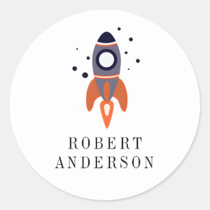 Leuke Raket Astronaut Buitenruimte Verjaardagsnaam Ronde Sticker